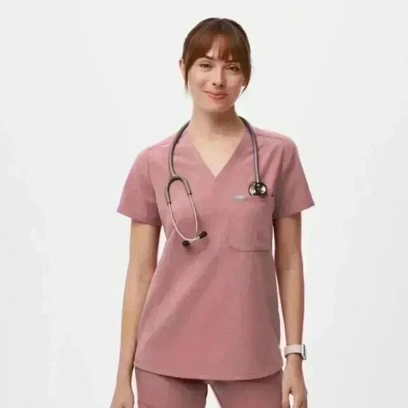 FIGS Tops - BRAND NEW WITH TAGS FIGS Women's Catarina RED / MAUVE One Pocket  Scrub Top